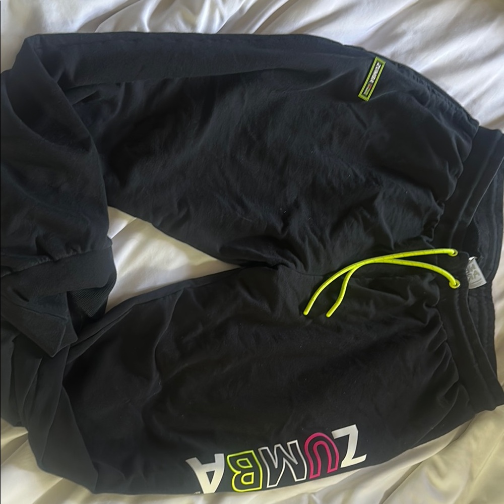 Zumba Fitness Black Track Pants with Neon Drawstring